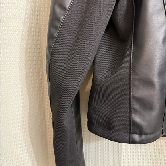 Therapy Moto Faux Leather Jacket with Ribbed Panels - Picture 3 of 8
